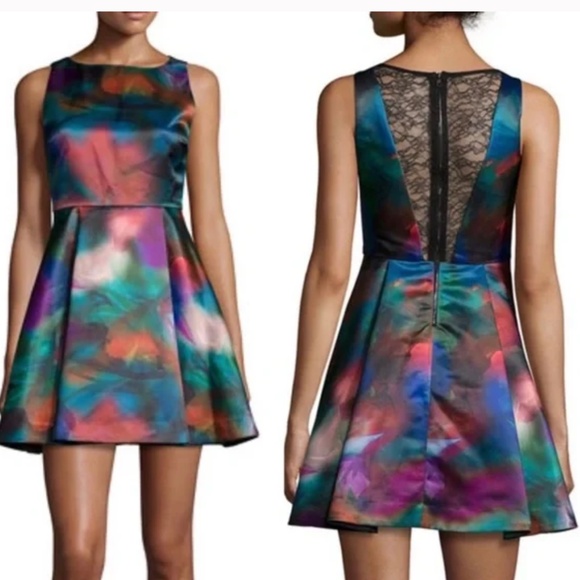 Alice & Olivia A-line Watercolor Dress Size 8 - Picture 6 of 6